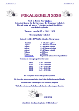 Pokalkegeln in der Woche vom 16.02. bis 20.02.