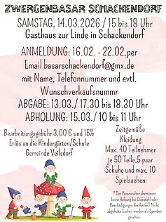Zwergenbasar 14.03.2026 Schackendorf Zwergenbasar 14.03.2026 in Schackendorf